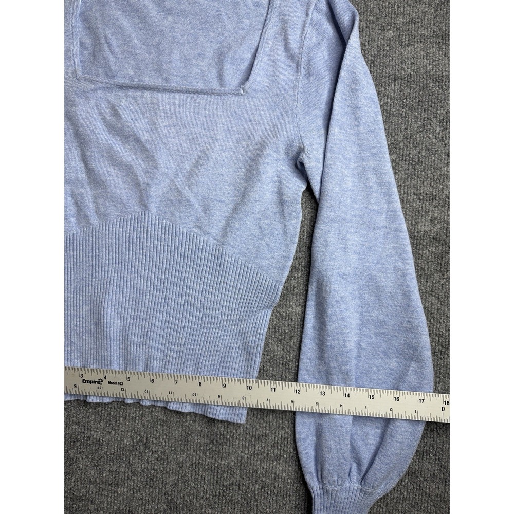 And Now This Blue Size XSmall Long Sleeve Blouse Square‎ Neck Sweater Crop Top - Picture 5 of 9